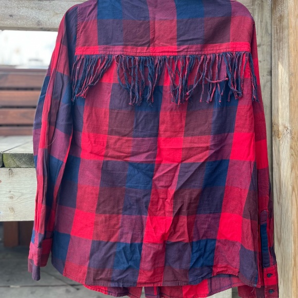 Zara Plaid Fringe Shirt - Picture 3 of 3